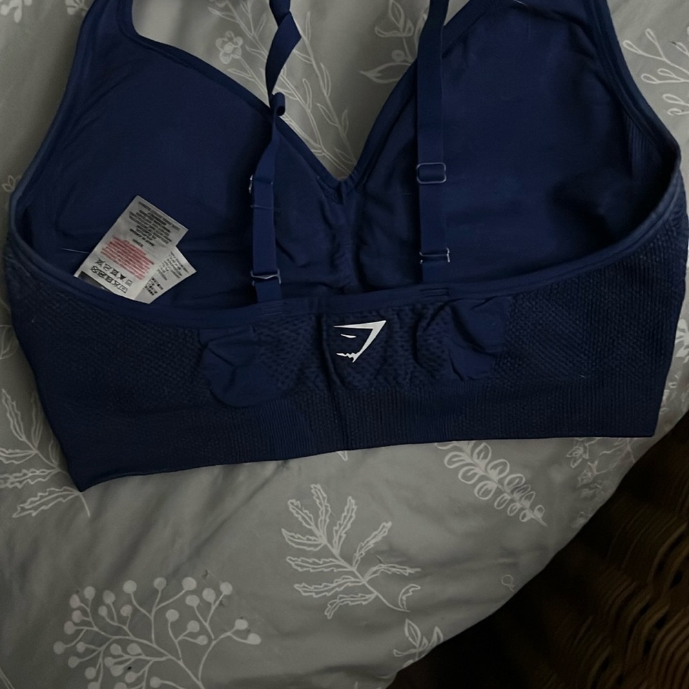 Gymshark Blue Sports Bra with Wide Straps and Full Coverage